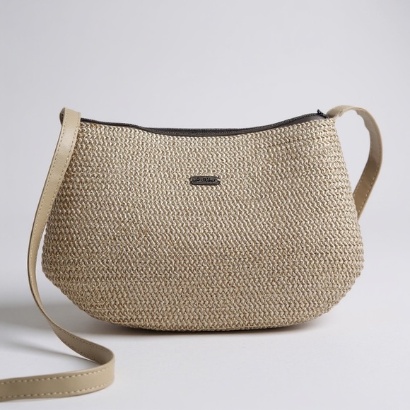 Sun & Sand Straw Shoulder Bag – Beige Woven Crossbody – Boho Style - Picture 1 of 12